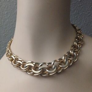 Chainmail Style Chunky Vintage Goldtone Choker Really Cool! 16"